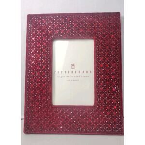 Pottery Barn Red Velvet Baguette Beaded Frame 4 x 6